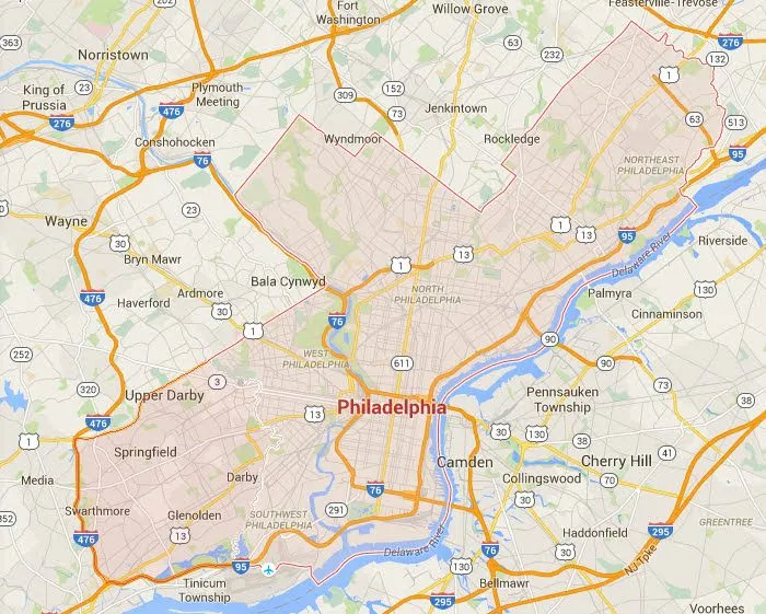 Philadelphia Service Area Map